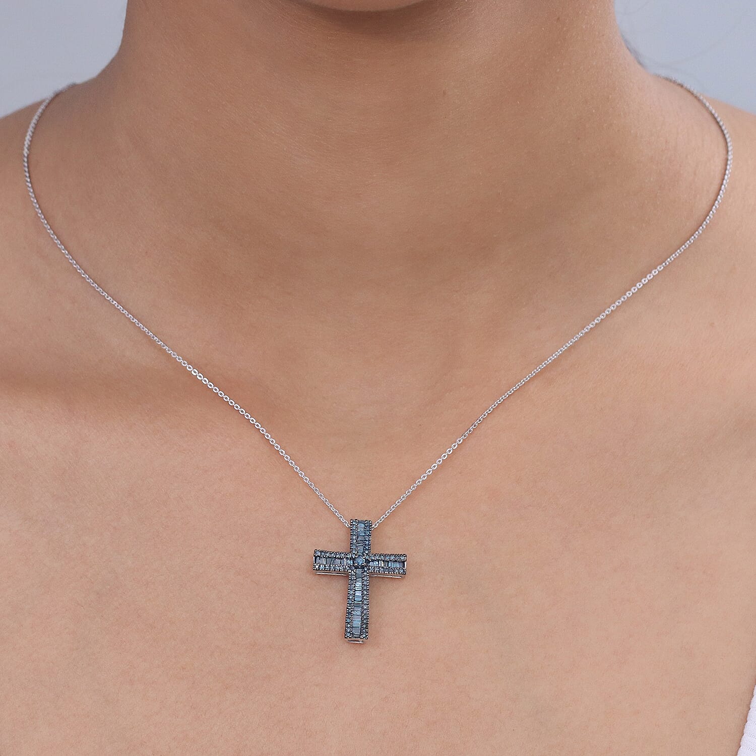 CULLINAN MINE - Blauer Diamant Schmuckset ca. 50 cm 925 Silber Rhodiniert ca. 0.69 ct