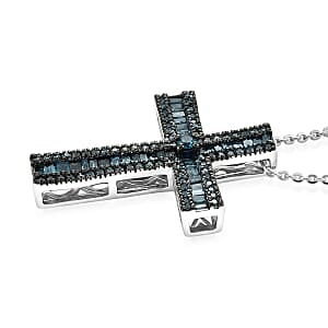 CULLINAN MINE - Blauer Diamant Schmuckset ca. 50 cm 925 Silber Rhodiniert ca. 0.69 ct