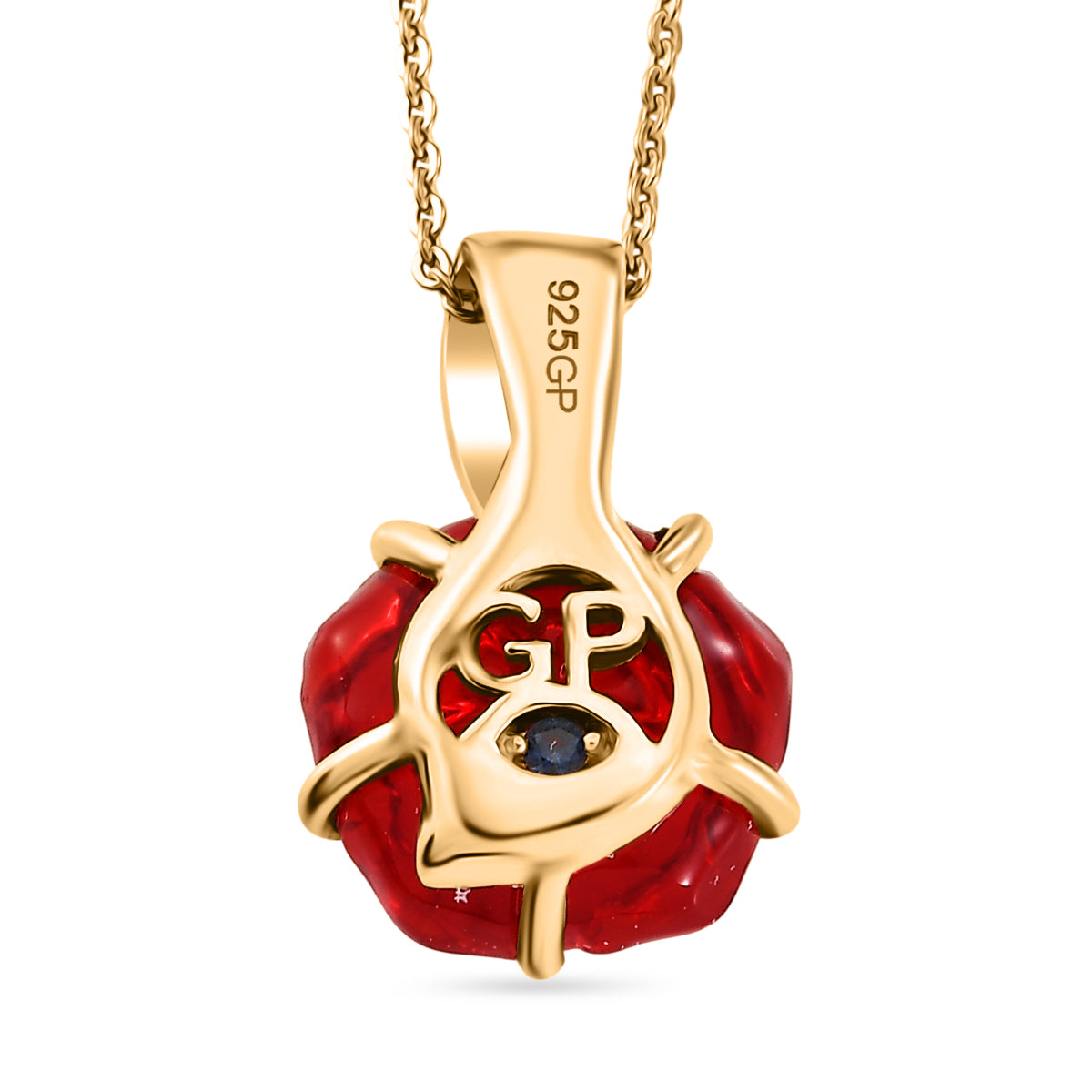 GP Whispers of Murano Kollektion - Kanchanaburi Blauer Saphir Schmuckset ca. 50 cm 925 Silber 750 Gelbgold vermeil 3.96 ct