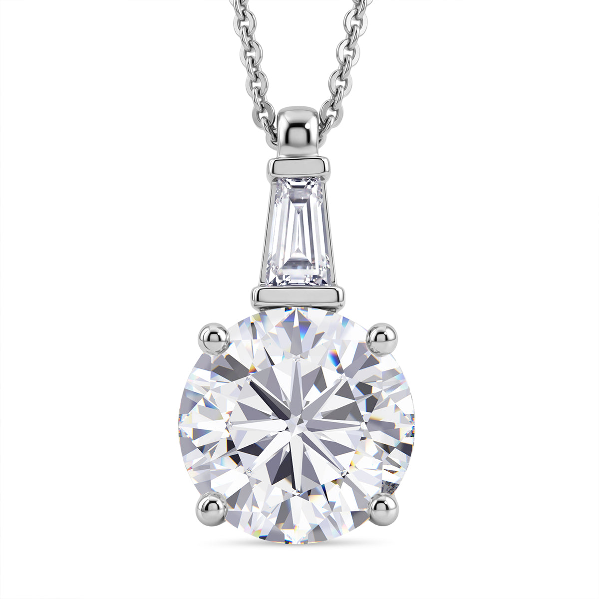 D'Joy Moissanit Anhänger mit Kette ca. 50 cm 925 Silber Rhodiniert ca. 3.78 ct