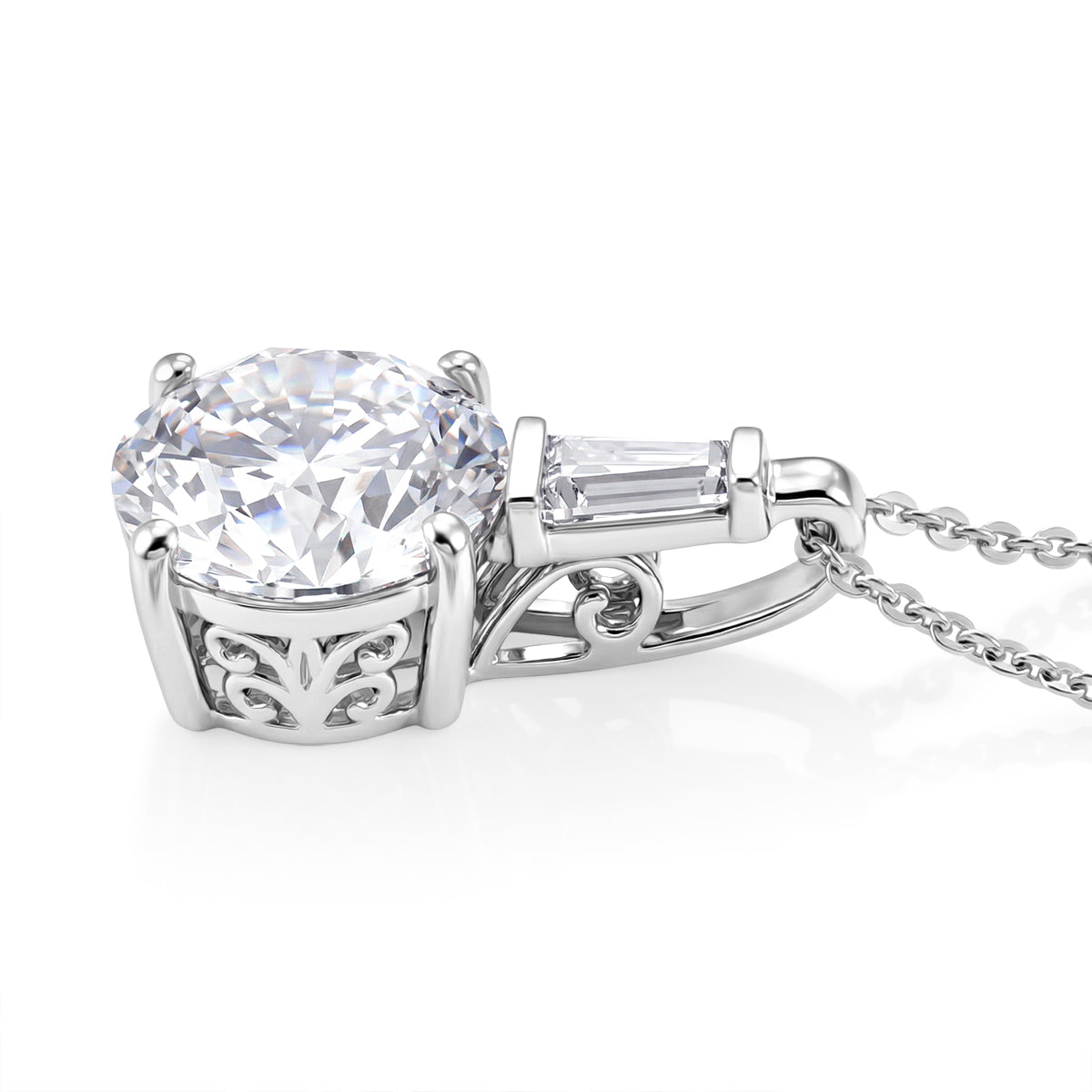 D'Joy Moissanit Anhänger mit Kette ca. 50 cm 925 Silber Rhodiniert ca. 3.78 ct