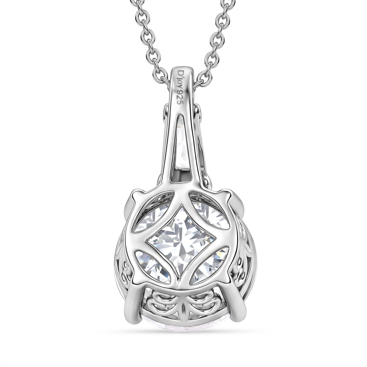 D'Joy Moissanit Anhänger mit Kette ca. 50 cm 925 Silber Rhodiniert ca. 3.78 ct
