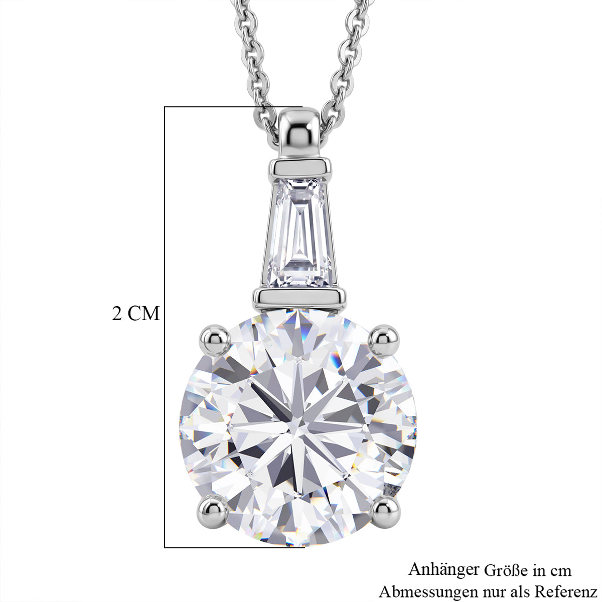D'Joy Moissanit Anhänger mit Kette ca. 50 cm 925 Silber Rhodiniert ca. 3.78 ct