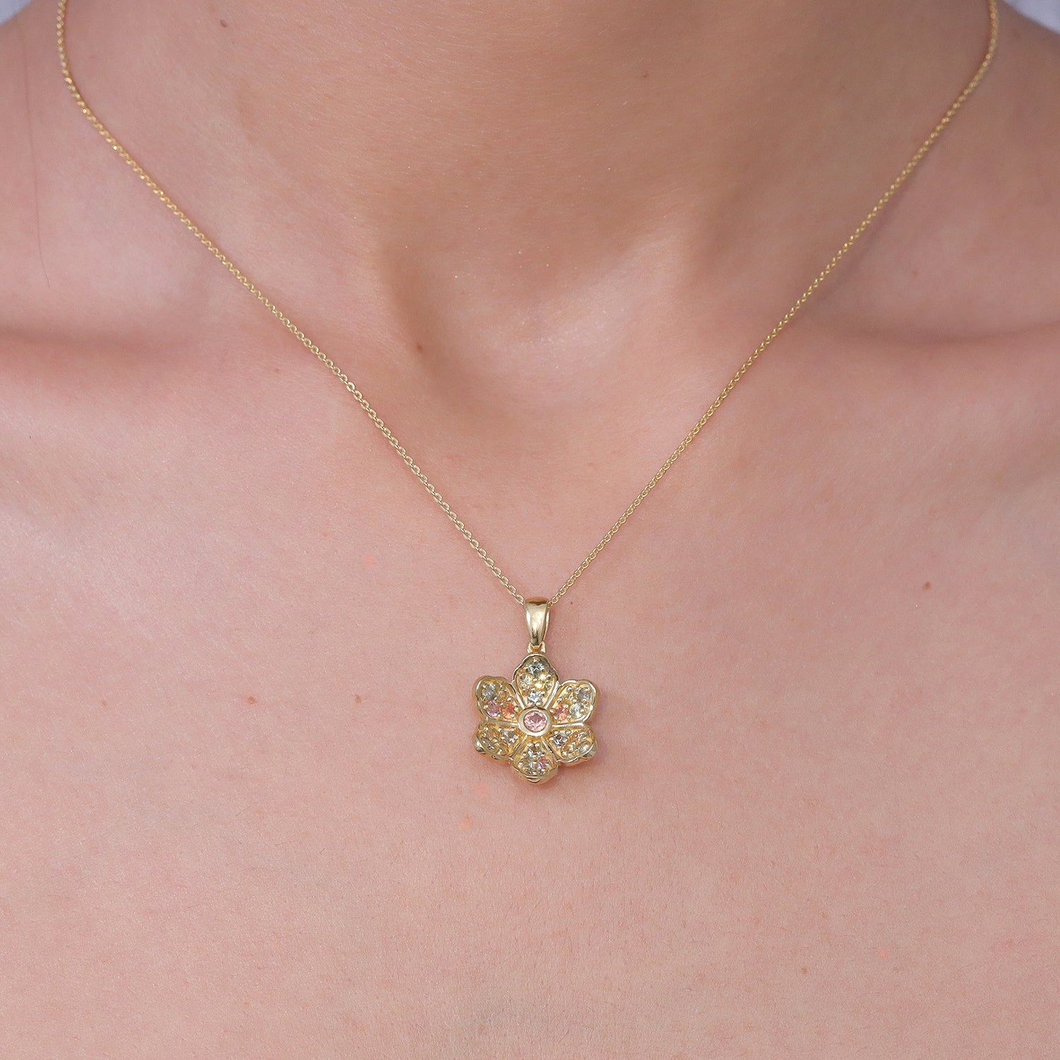 D'Joy Mehrfarbig Saphir Schmuckset ca. 50 cm 925 Silber 750 Gelbgold vermeil ca. 1,15 ct.