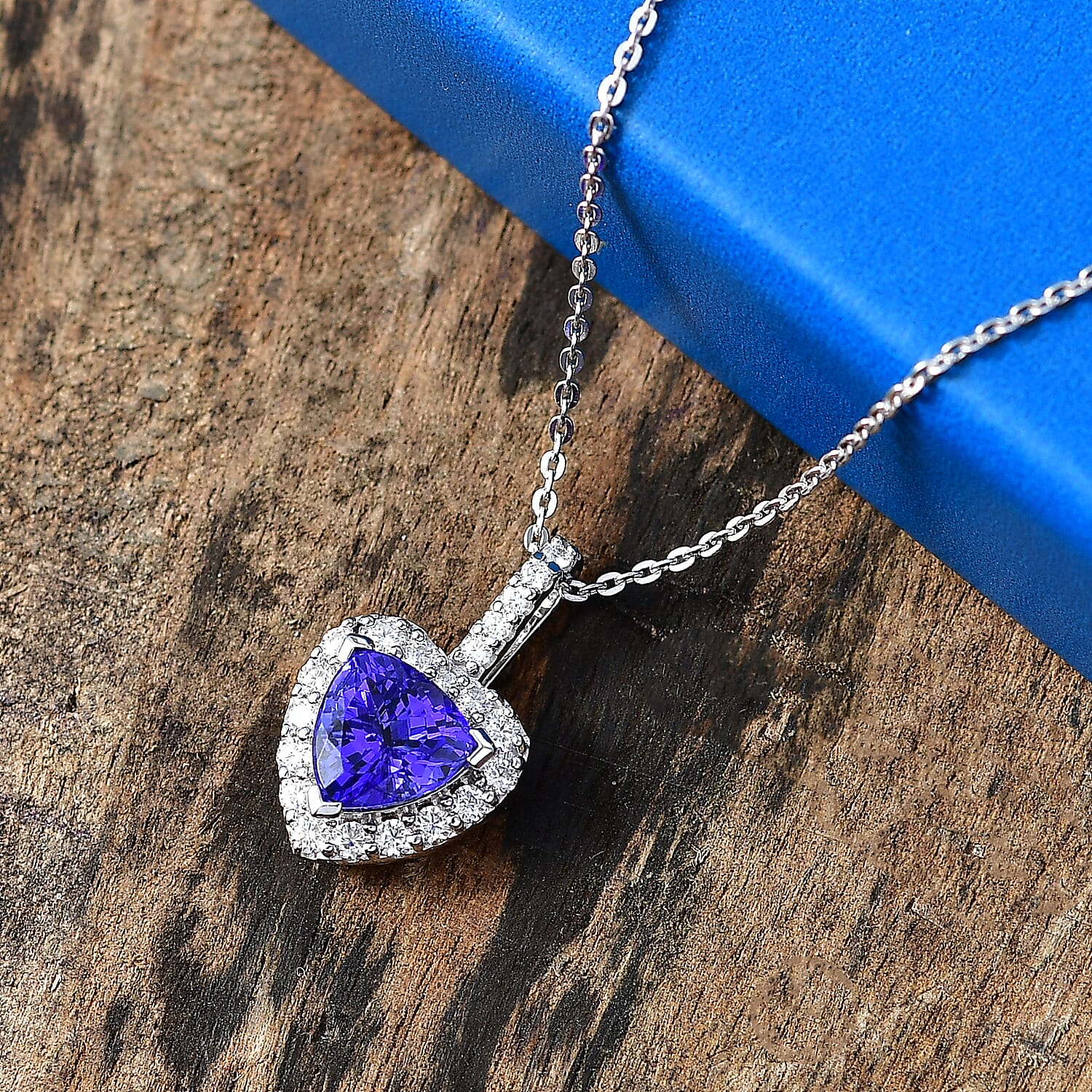 D'Joy Premium Tansanit, Moissanit AGI zertifiziert Schmuckset ca. 50 cm 925 Silber Rhodiniert ca. 1.54 ct