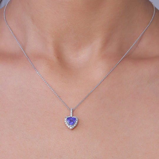 D'Joy Premium Tansanit, Moissanit AGI zertifiziert Schmuckset ca. 50 cm 925 Silber Rhodiniert ca. 1.54 ct