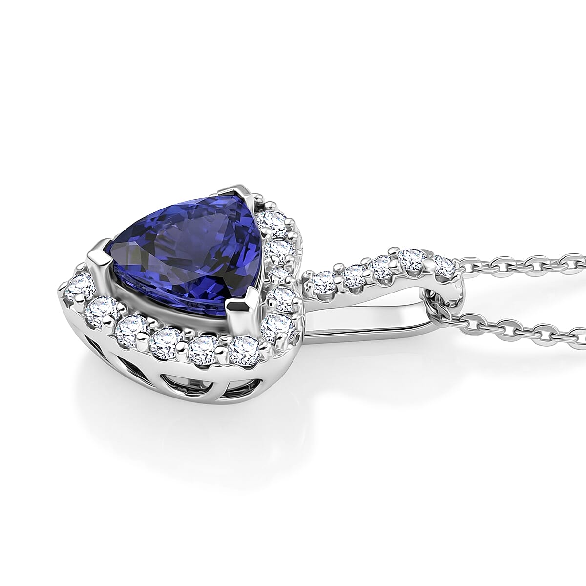 D'Joy Premium Tansanit, Moissanit AGI zertifiziert Schmuckset ca. 50 cm 925 Silber Rhodiniert ca. 1.54 ct
