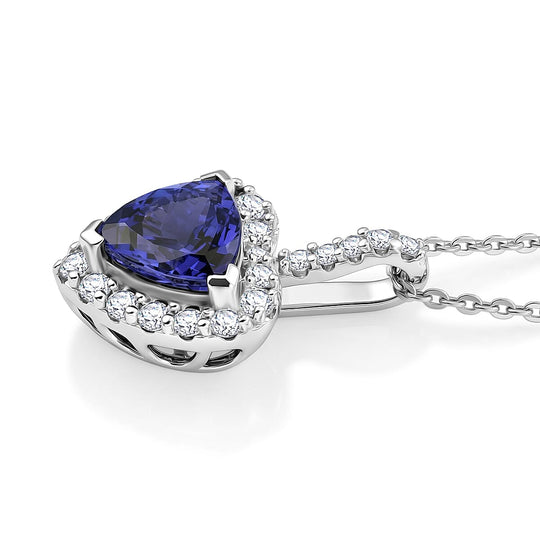 D'Joy Premium Tansanit, Moissanit AGI zertifiziert Schmuckset ca. 50 cm 925 Silber Rhodiniert ca. 1.54 ct