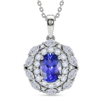 D'Joy AA Tansanit, Moissanit Schmuckset ca. 50 cm 925 Silber Rhodiniert ca. 2,48 ct.