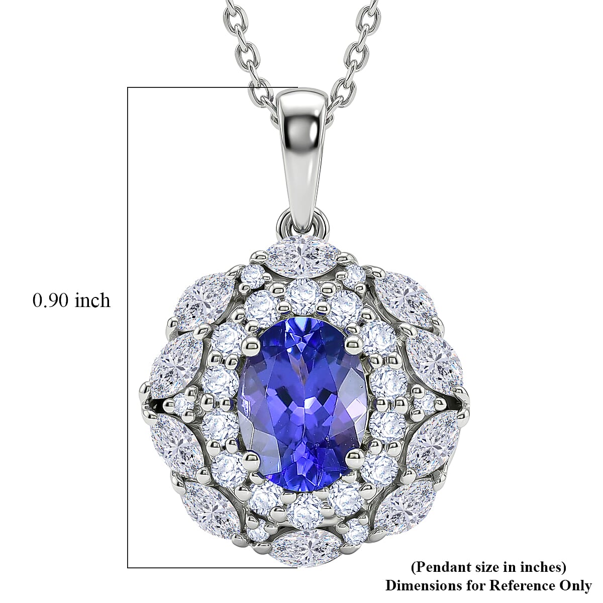 D'Joy AA Tansanit, Moissanit AGI zertifiziert Schmuckset ca. 50 cm 925 Silber Rhodiniert ca. 2,48 ct.