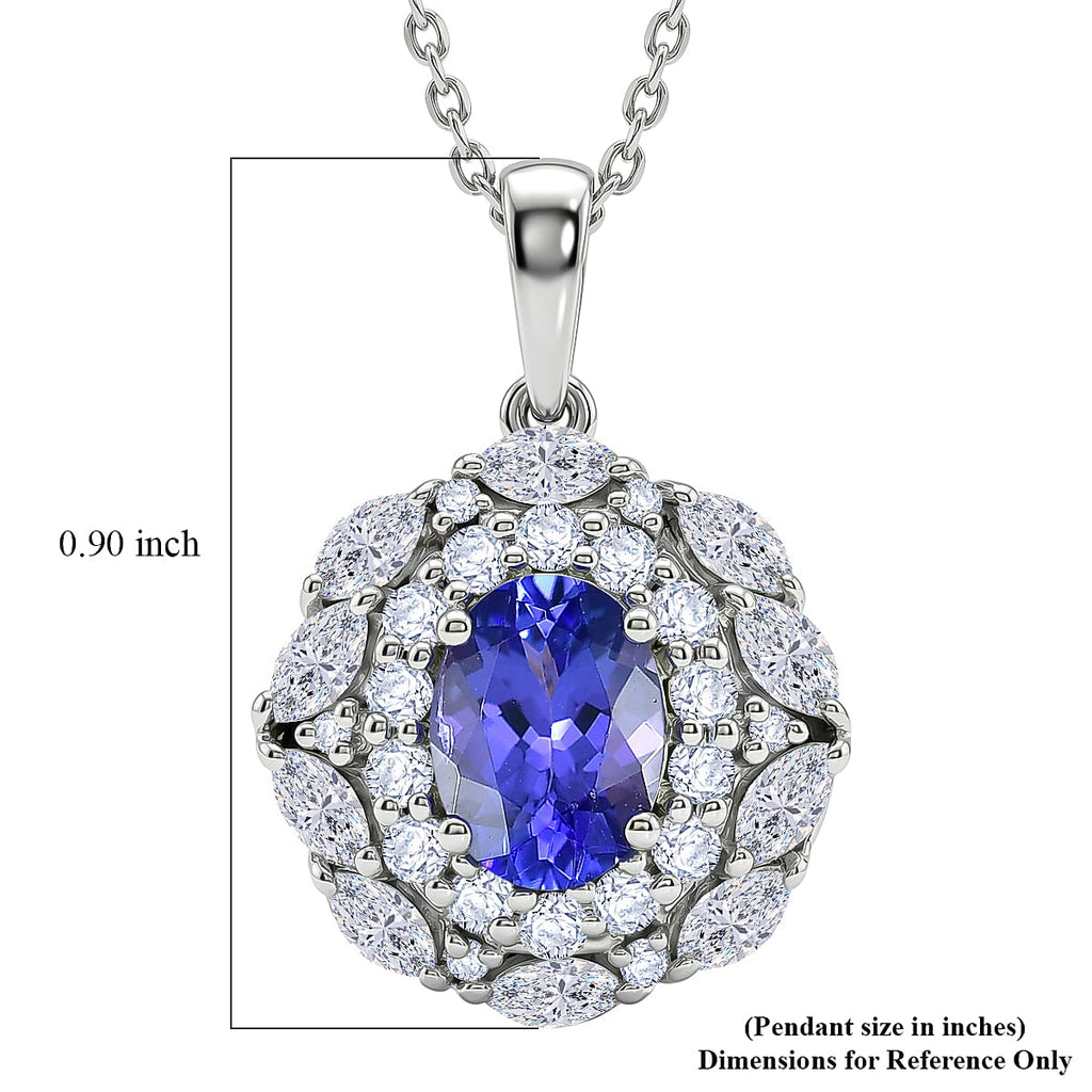 D'Joy AA Tansanit, Moissanit Schmuckset ca. 50 cm 925 Silber Rhodiniert ca. 2,48 ct.