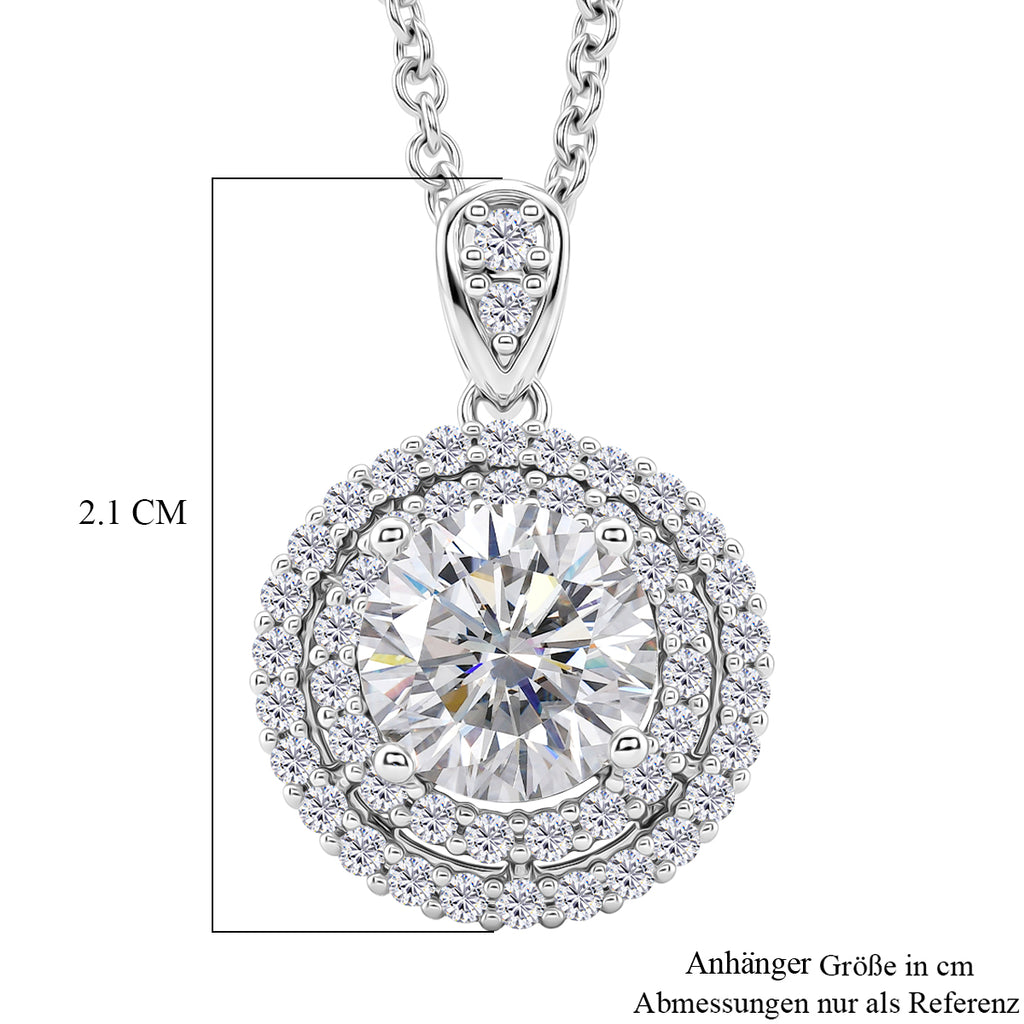 Weißer Zirkonia Schmuckset ca. 50 cm Nickelfreies Messing Rhodiniert 2.24 ct