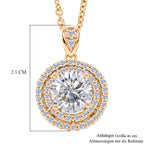 Weißer Zirkonia Schmuckset ca. 50 cm 316L Edelstahl Ion-Gelbbeschichtung, Nickelfreies Messing Vergoldet 2.24 ct