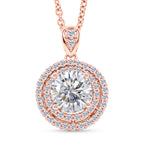 Weißer Zirkonia Schmuckset ca. 50 cm Nickelfreies Messing Rosévergoldet und Edelstahl Ion Rosé Beschichtung 2.24 ct