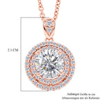 Weißer Zirkonia Schmuckset ca. 50 cm Nickelfreies Messing Rosévergoldet und Edelstahl Ion Rosé Beschichtung 2.24 ct