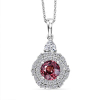 D'Joy AA Himbeer Zirkon, Moissanit AGI zertifiziert Schmuckset ca. 50 cm 925 Silber Rhodiniert ca. 2,65 ct.