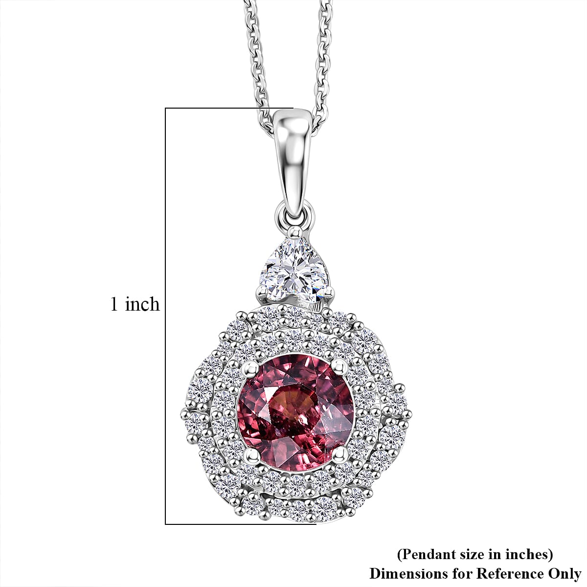 D'Joy AA Himbeer Zirkon, Moissanit AGI zertifiziert Schmuckset ca. 50 cm 925 Silber Rhodiniert ca. 2,65 ct.
