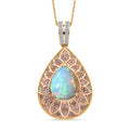 D'Joy AAA Natürlicher, äthiopischer Welo Opal, Natürlicher Rosa Diamant Schmuckset ca. 50 cm 925 Silber 750 Gelbgold vermeil ca. 3.62 ct