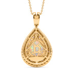D'Joy AAA Natürlicher, äthiopischer Welo Opal, Natürlicher Rosa Diamant Schmuckset ca. 50 cm 925 Silber 750 Gelbgold vermeil ca. 3.62 ct