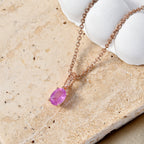 D'Joy Ilakaka Rosa Saphir (Fissure gefüllt) Schmuckset ca. 50 cm 925 Silber 750 Rosévergoldet und Edelstahl 750 Rosévergoldet ca. 1,07 ct.
