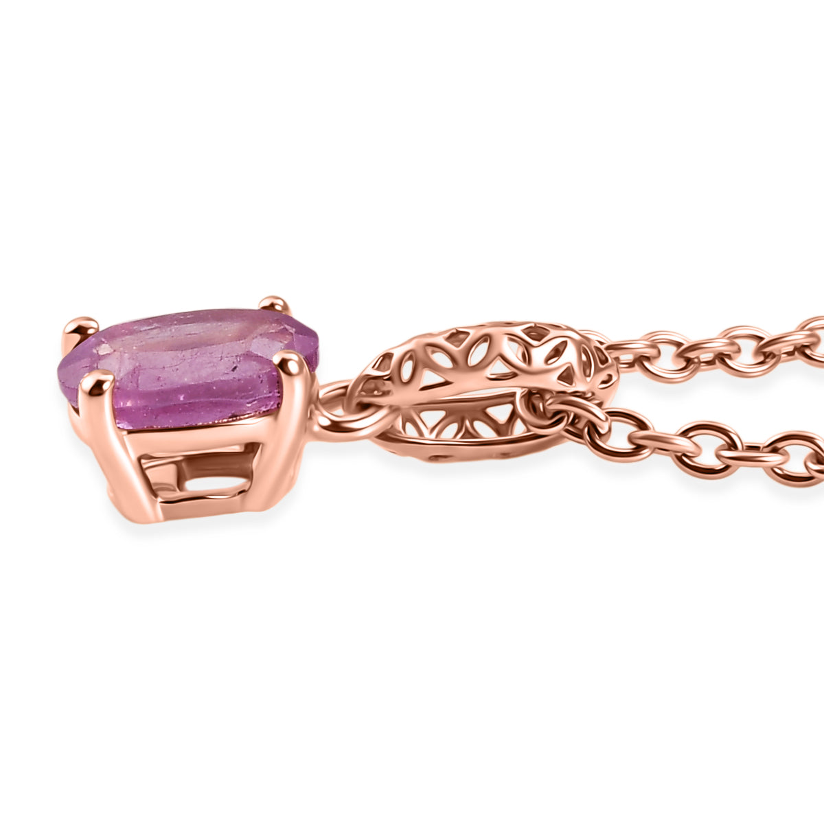 D'Joy Ilakaka Rosa Saphir (Fissure gefüllt) Schmuckset ca. 50 cm 925 Silber 750 Rosévergoldet und Edelstahl 750 Rosévergoldet ca. 1,07 ct.