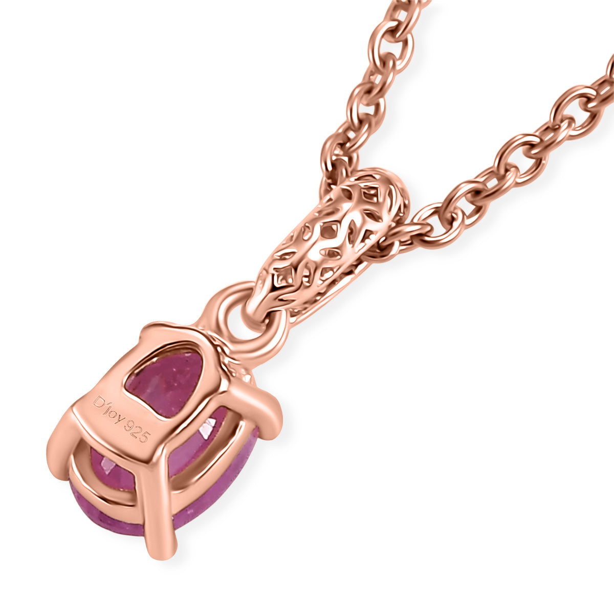 D'Joy Ilakaka Rosa Saphir (Fissure gefüllt) Schmuckset ca. 50 cm 925 Silber 750 Rosévergoldet und Edelstahl 750 Rosévergoldet ca. 1,07 ct.