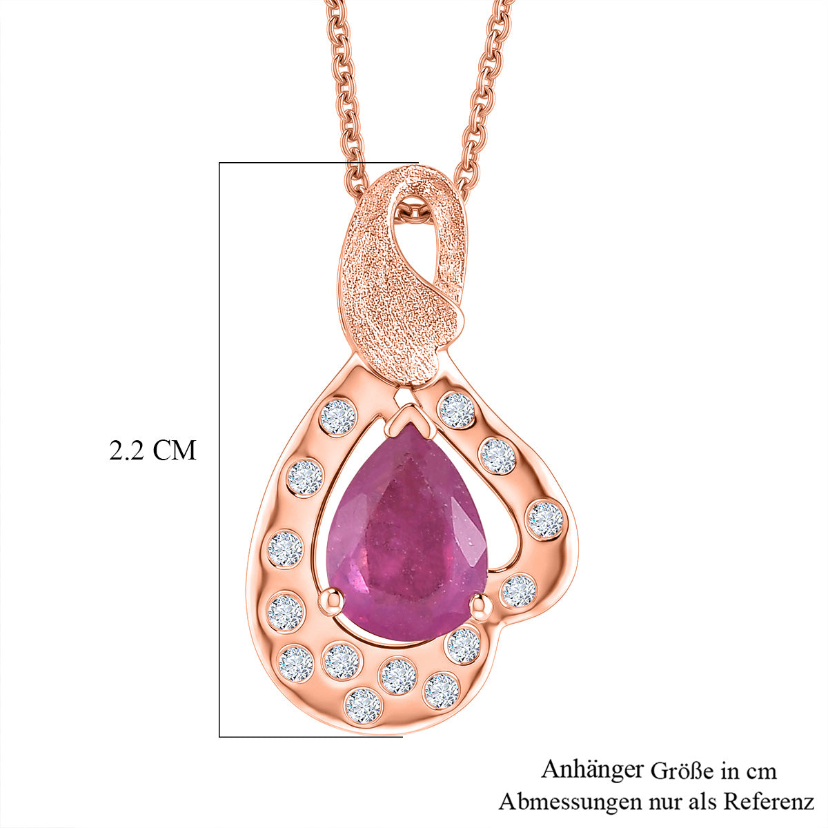 D'Joy Ilakaka Rosa Saphir (Fissure gefüllt), Weißer Zirkon Schmuckset ca. 50 cm 925 Silber 750 Roségold vermeil ca. 1.85 ct