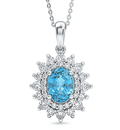 D'Joy AA Blauer Zirkon, Moissanit Schmuckset ca. 50 cm 925 Silber Rhodiniert ca. 2,47 ct.