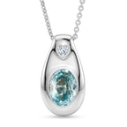 D'Joy Blauer Zirkon, Weißer Zirkon Schmuckset ca. 50 cm 925 Silber Rhodiniert ca. 1,98 ct.