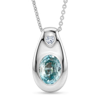 D'Joy Blauer Zirkon, Weißer Zirkon Schmuckset ca. 50 cm 925 Silber Rhodiniert ca. 1,98 ct.