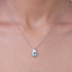D'Joy Blauer Zirkon, Weißer Zirkon Schmuckset ca. 50 cm 925 Silber Rhodiniert ca. 1,98 ct.