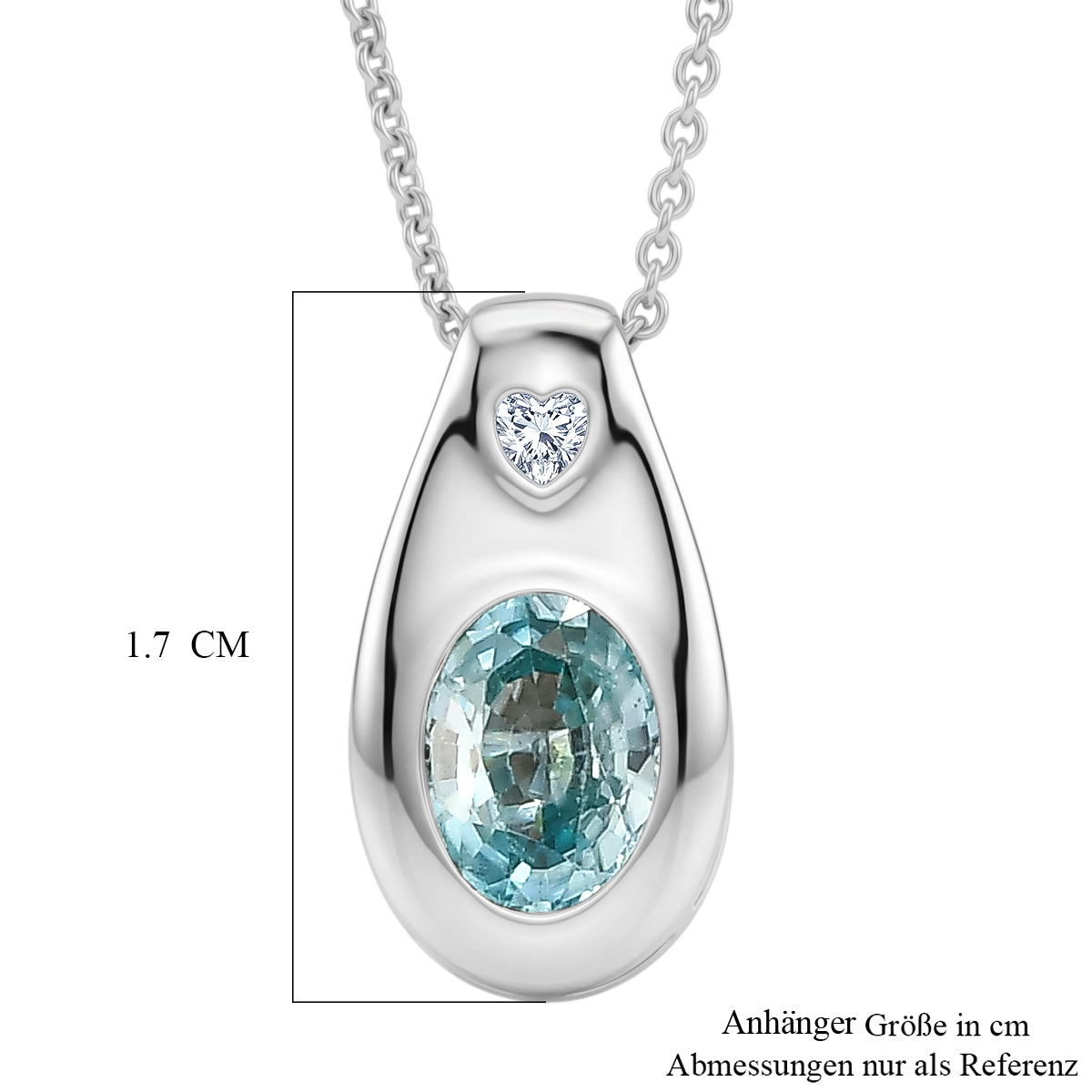 D'Joy Blauer Zirkon, Weißer Zirkon Schmuckset ca. 50 cm 925 Silber Rhodiniert ca. 1,98 ct.