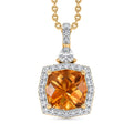 D'Joy AA Citrin, Moissanit Schmuckset ca. 50 cm 925 Silber 750 Gelbgold vermeil ca. 4,05 ct.