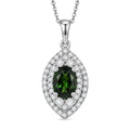 D'Joy AA Natürlicher Chromdiopsid, Moissanit AGI zertifiziert Schmuckset ca. 50 cm 925 Silber Rhodiniert ca. 3,24 ct.