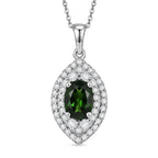 D'Joy AA Natürlicher Chromdiopsid, Moissanit AGI zertifiziert Schmuckset ca. 50 cm 925 Silber Rhodiniert ca. 3,24 ct.