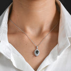 D'Joy AA Natürlicher Chromdiopsid, Moissanit AGI zertifiziert Schmuckset ca. 50 cm 925 Silber Rhodiniert ca. 3,24 ct.
