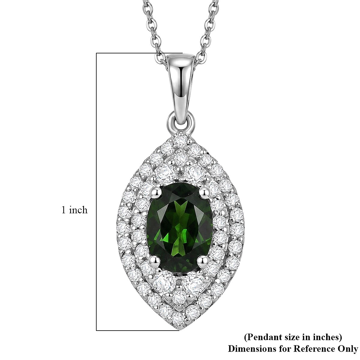 D'Joy AA Natürlicher Chromdiopsid, Moissanit AGI zertifiziert Schmuckset ca. 50 cm 925 Silber Rhodiniert ca. 3,24 ct.