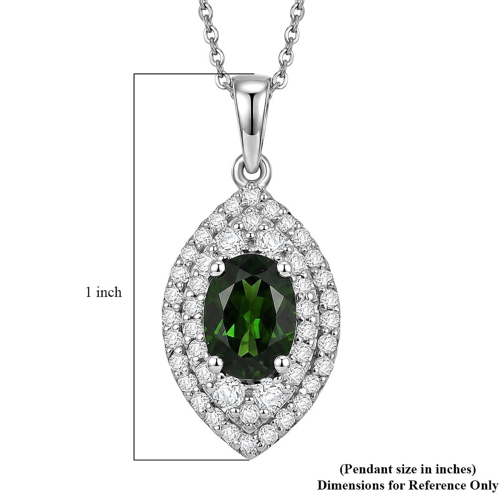 D'Joy AA Natürlicher Chromdiopsid, Moissanit AGI zertifiziert Schmuckset ca. 50 cm 925 Silber Rhodiniert ca. 3,24 ct.