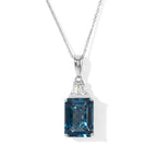 D'Joy London Blau Topas, Moissanit Schmuckset (4-4 Werktage Lieferzeit) ca. 50 cm 925 Silber Rhodiniert ca. 9.05 ct
