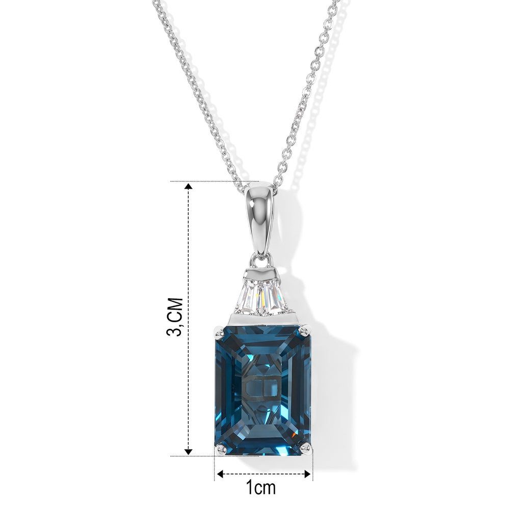 D'Joy London Blau Topas, Moissanit Schmuckset (4-4 Werktage Lieferzeit) ca. 50 cm 925 Silber Rhodiniert ca. 9.05 ct