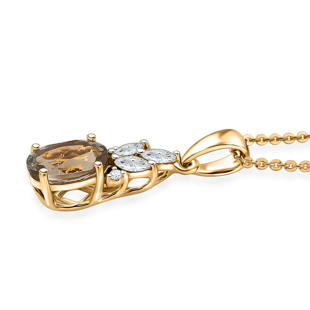 D'Joy AA Turkizit, Moissanit Schmuckset ca. 50 cm 925 Silber 750 Gelbgold vermeil ca. 1,62 ct.