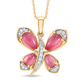 D'Joy Flamingo Mondstein Anhänger mit Kette, ca. 50 cm 925 Silber 750 Gelbgold vermeil ca. 3.07 ct