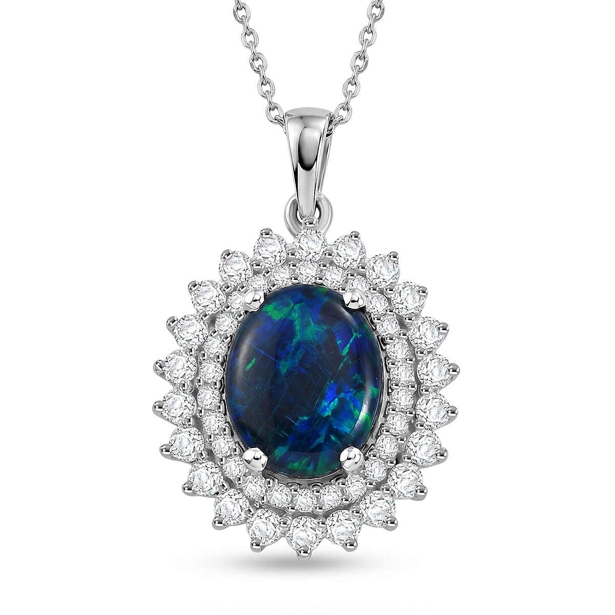D'Joy AA, Moissanit AGI zertifiziert Schmuckset ca. 50 cm 925 Silber Rhodiniert ca. 3,33 ct.