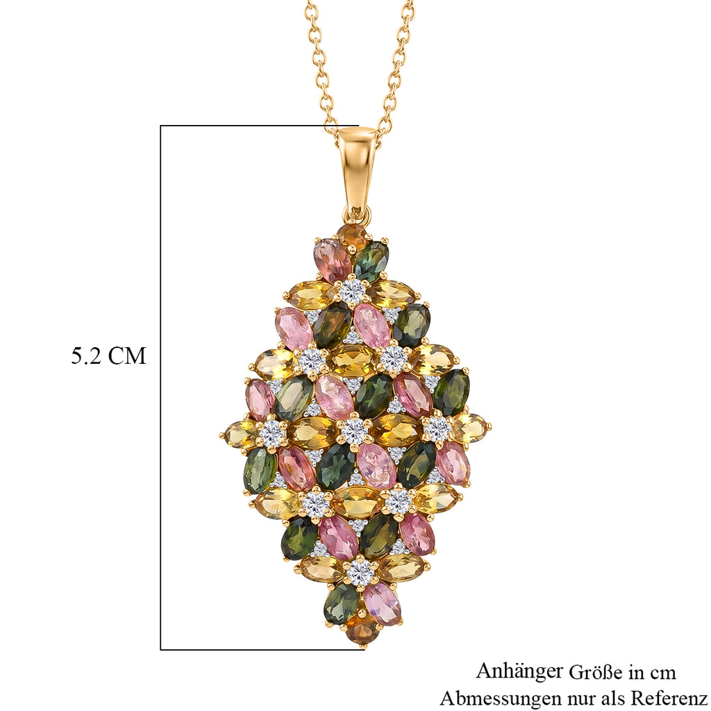 D'Joy AA Mehrfarbig-Turmalin Schmuckset ca. 45 cm 925 Silber 750 Gelbgold vermeil ca. 10,03 ct.