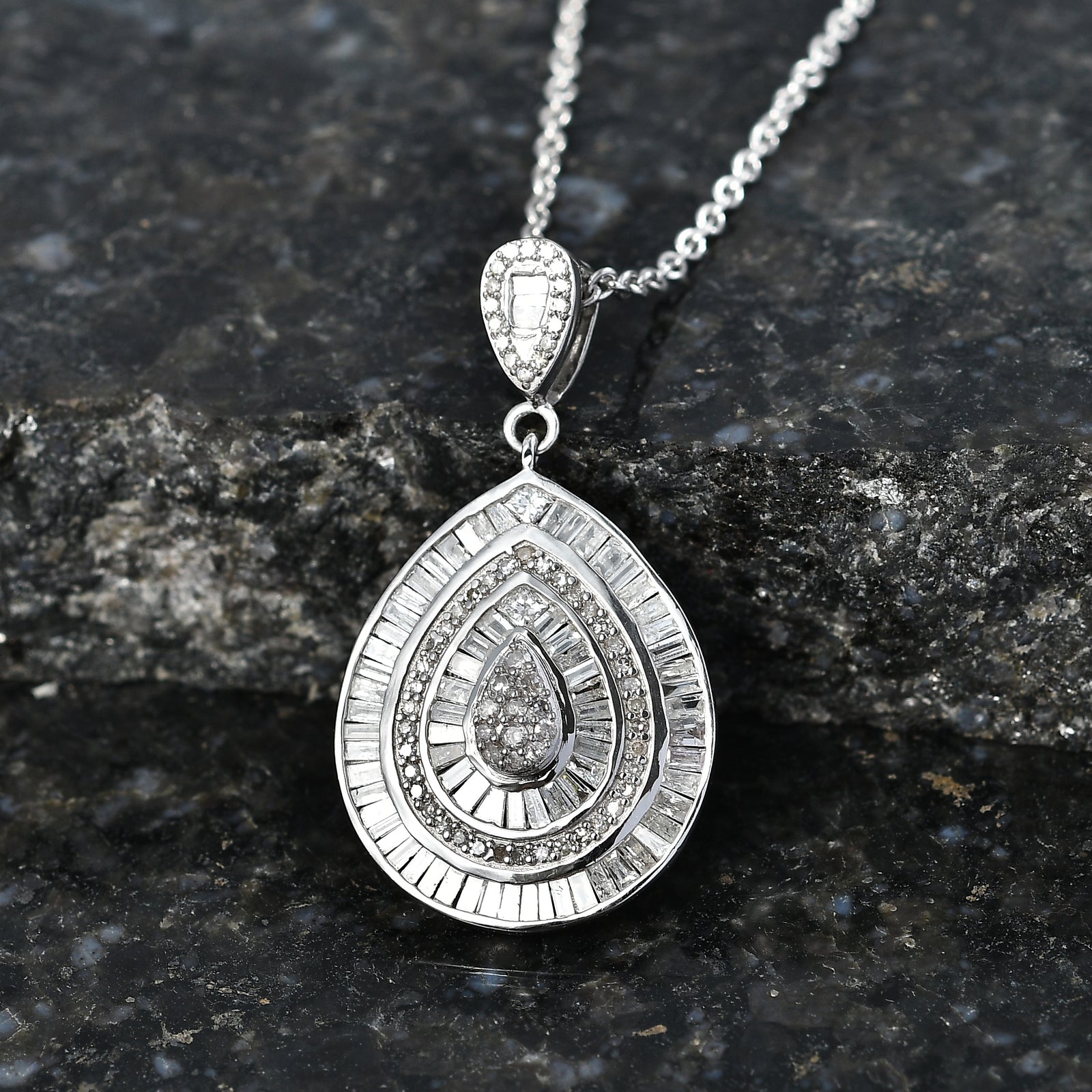D'Joy Weißer Diamant Schmuckset ca. 50 cm 925 Silber Rhodiniert (10-15 Werktage Lieferzeit) ca. 1,00 ct.