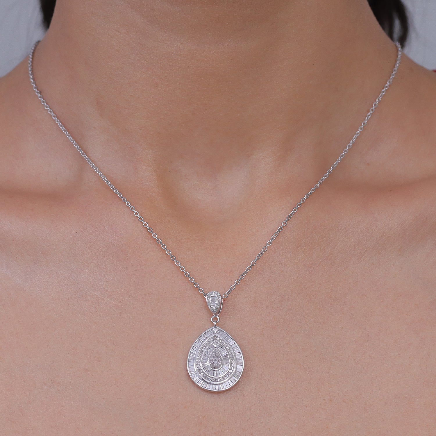 D'Joy Weißer Diamant Schmuckset ca. 50 cm 925 Silber Rhodiniert (10-15 Werktage Lieferzeit) ca. 1,00 ct.