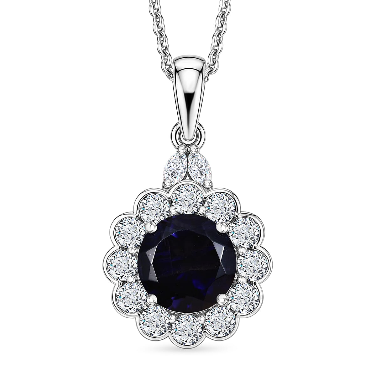 D'Joy AA Iolit, Moissanit Schmuckset ca. 50 cm 925 Silber Rhodiniert ca. 1,98 ct.