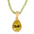 D'Joy AAA Ouro Verde-Quarz, Peridot Schmuckset ca. 50 cm 925 Silber 750 Gelbgold vermeil ca. 47,13 ct.