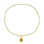 D'Joy AAA Ouro Verde-Quarz, Peridot Schmuckset ca. 50 cm 925 Silber 750 Gelbgold vermeil ca. 47,13 ct.