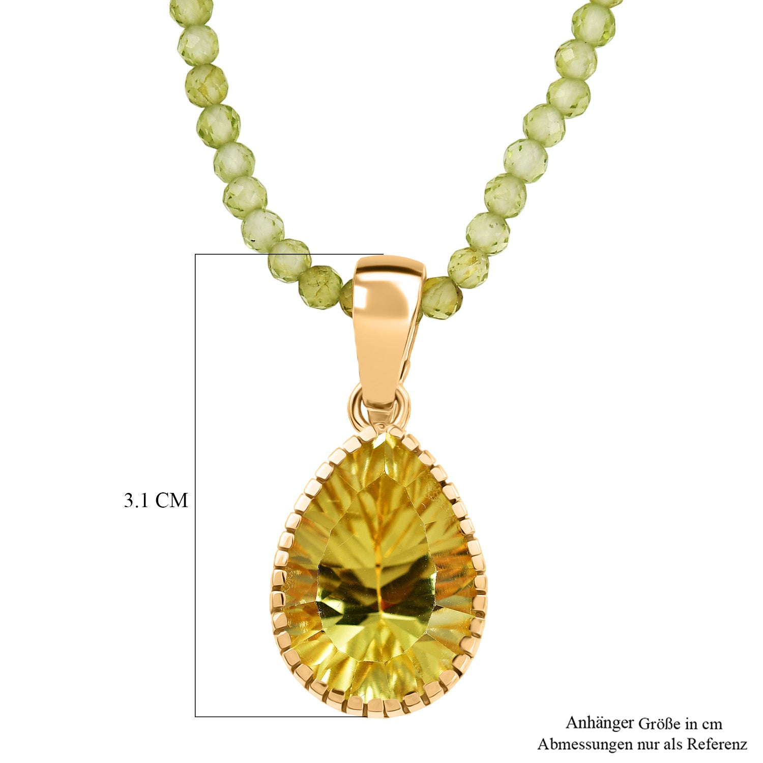 D'Joy AAA Ouro Verde-Quarz, Peridot Schmuckset ca. 50 cm 925 Silber 750 Gelbgold vermeil ca. 47,13 ct.